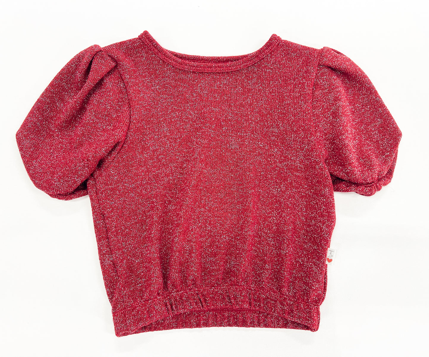 Red Sparkle Puff SLV Top