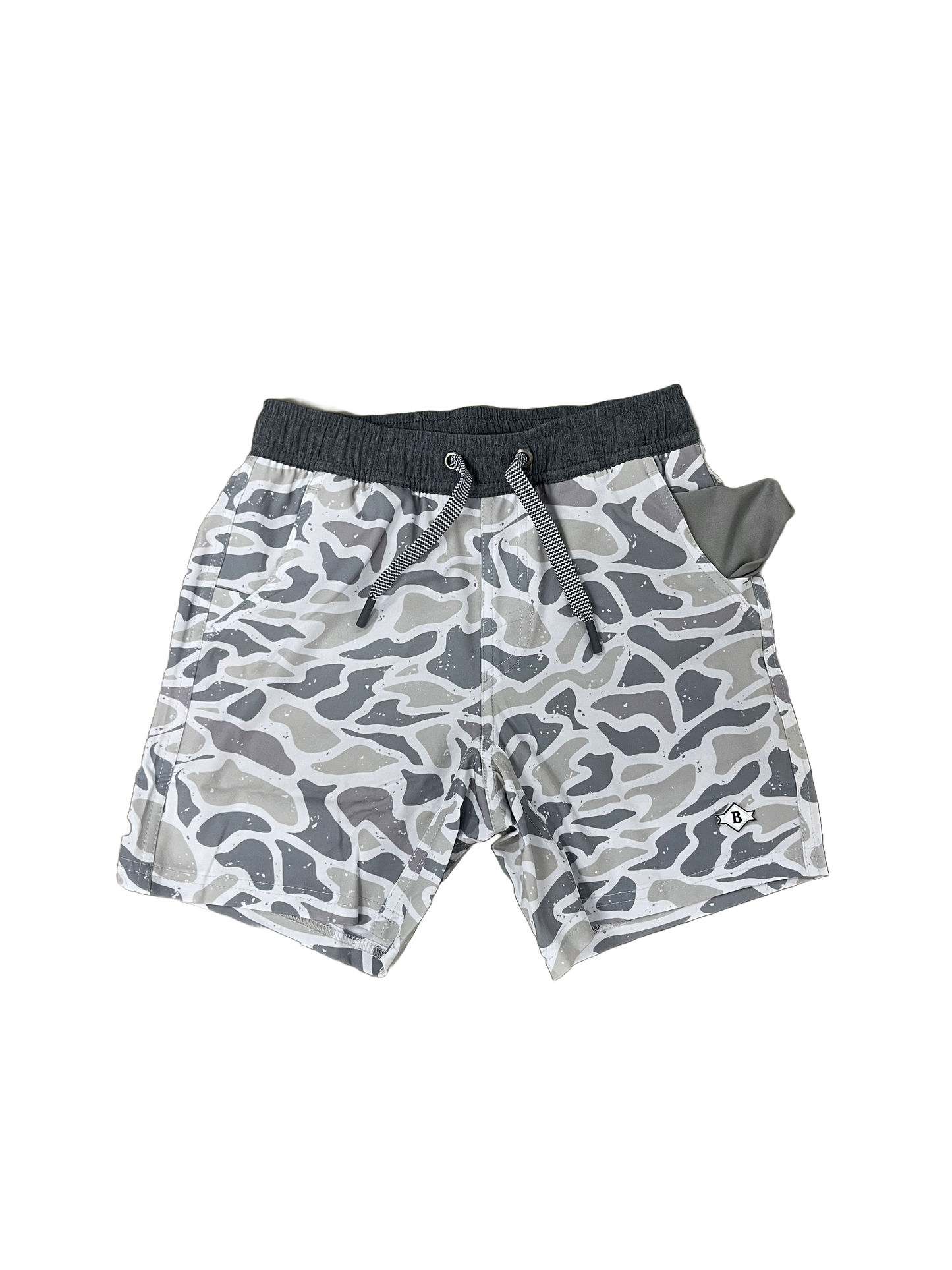 Youth White Camo Athletic Shorts
