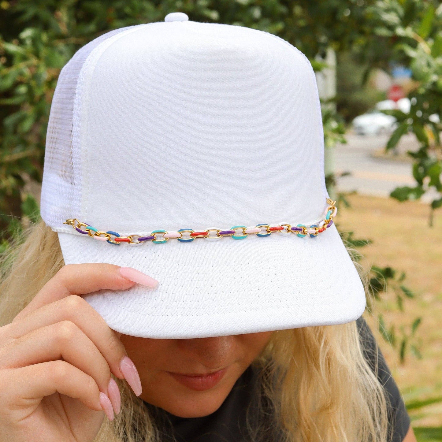 Trucker Hat Chain: Multi-Colored Cable Chunky