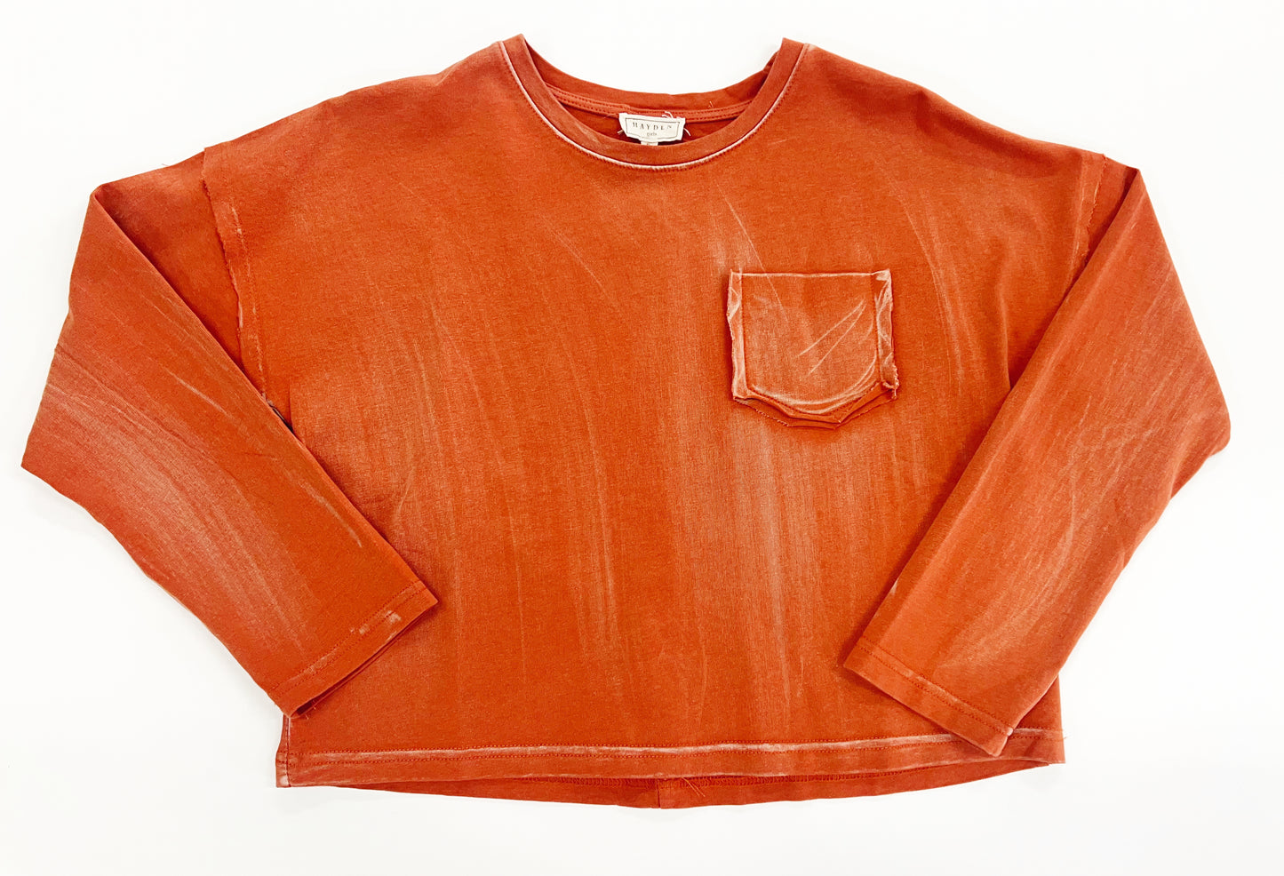 Washed Chest Pocket Long Sleeve Top