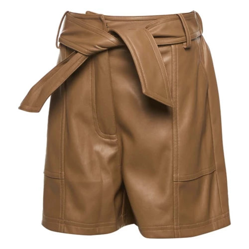 Pleather Belted Shorts