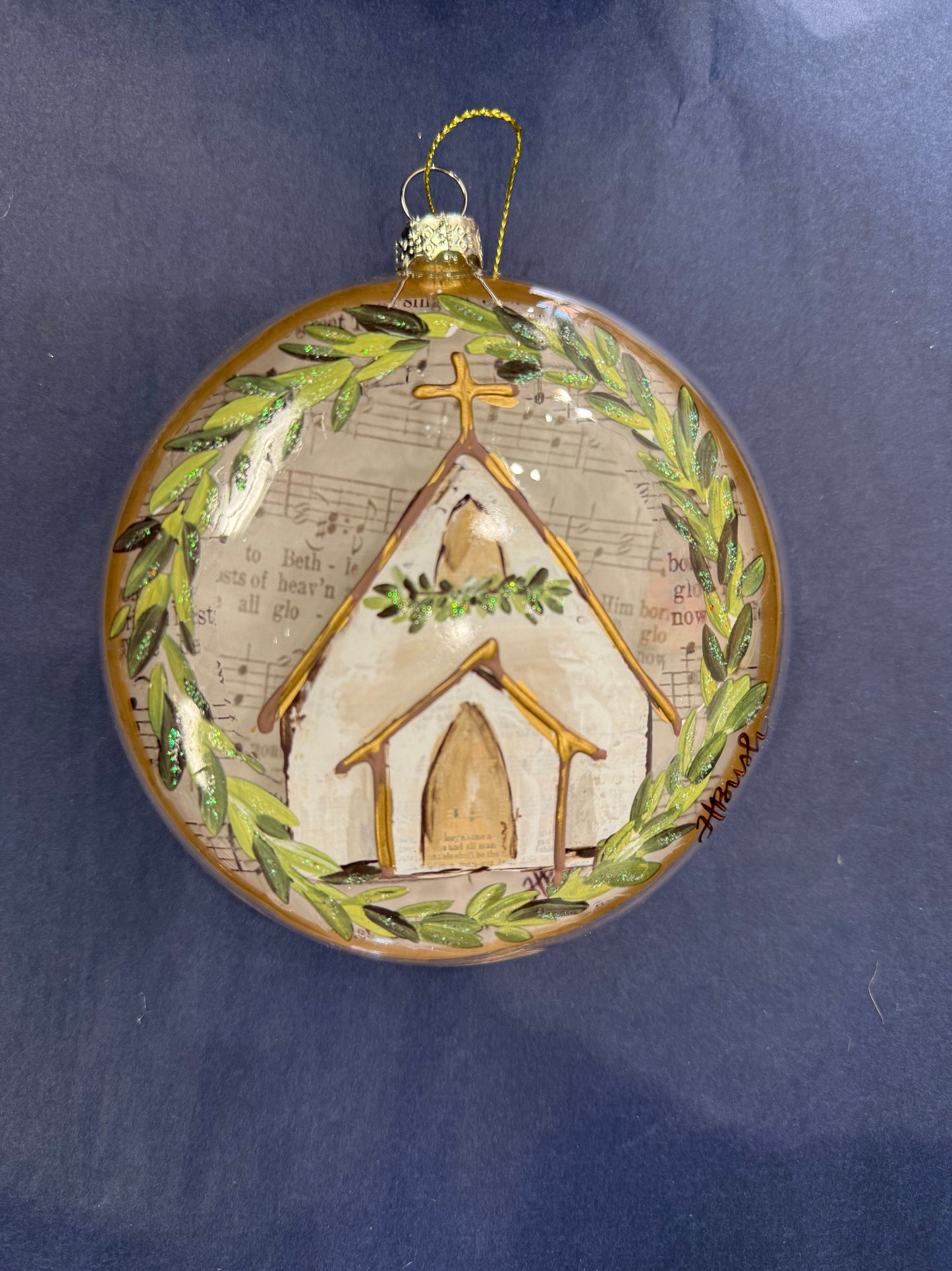 5" Music Sheet Church Disc Ornament