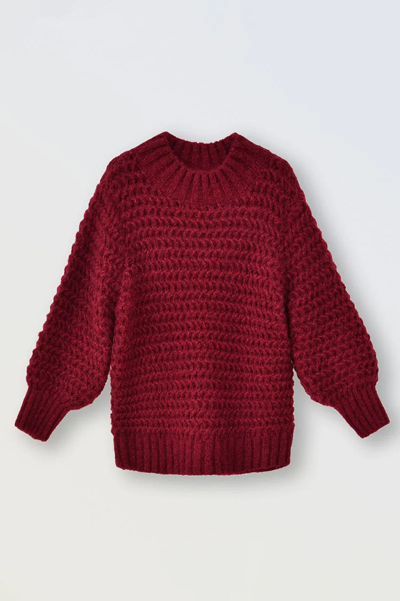 Girls Knitted Sweater - Dark Red