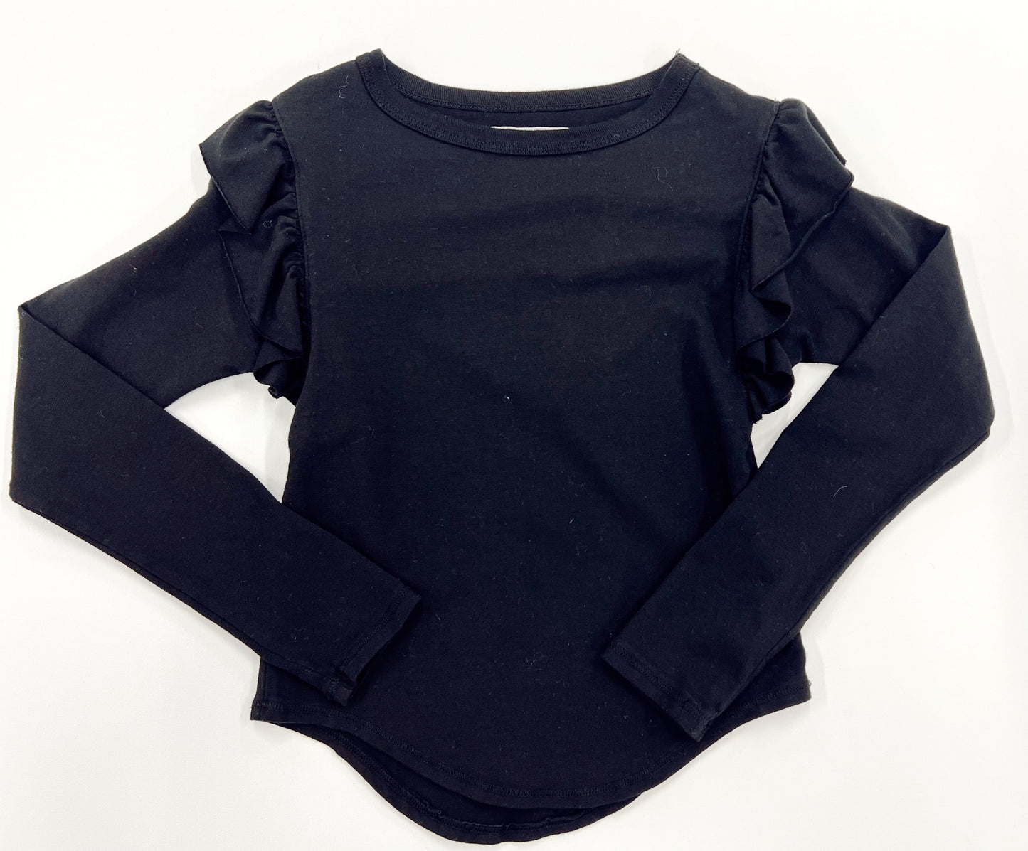 Black Ruffle Arm Top