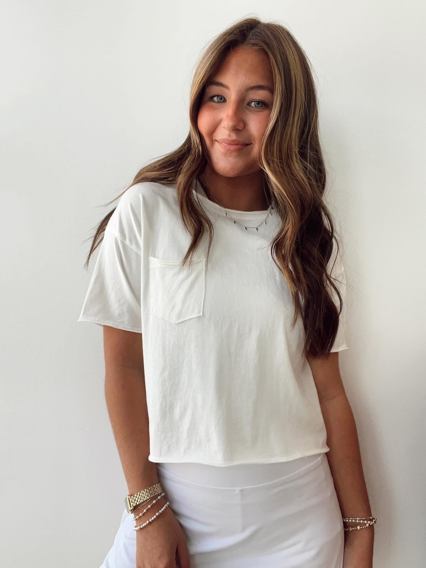 Cotton Jersey Raw Edge Pocket Tee
