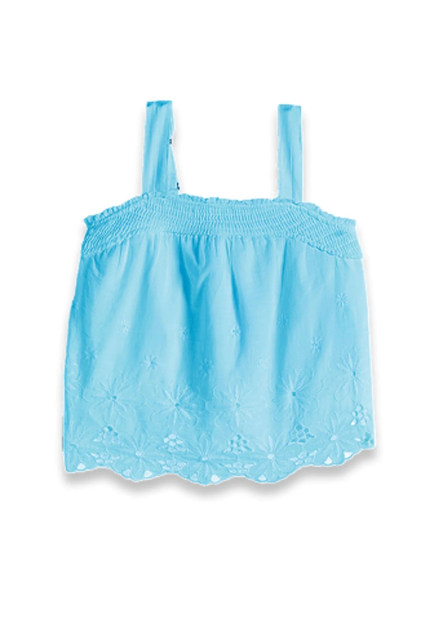 Smocking Tank W/ Floral Eyelet