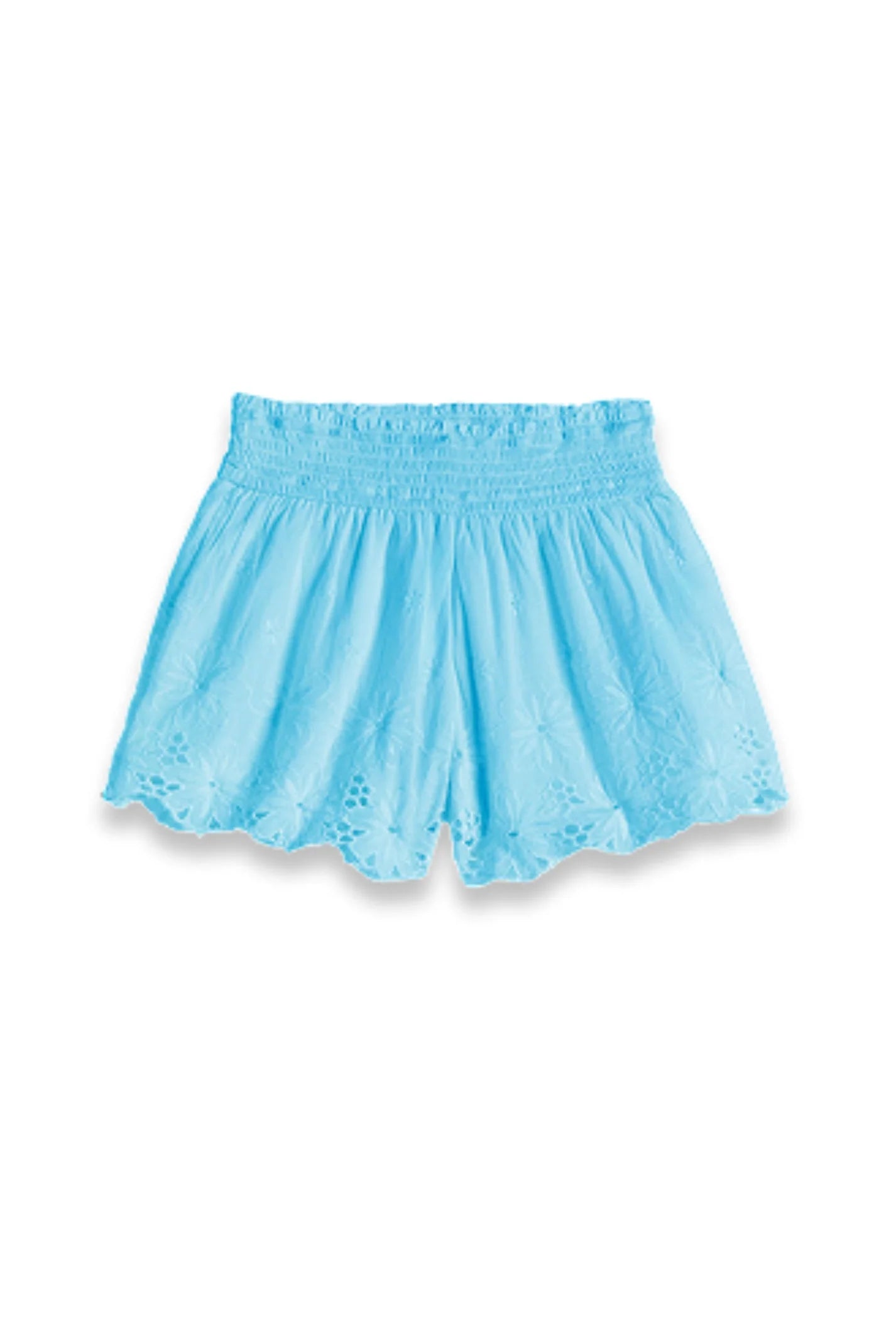 Smocking Shorts W/ Floral Eyelet