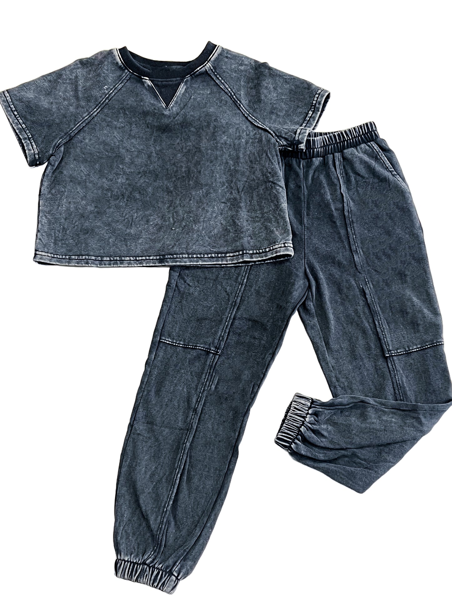 Washed Paneled Knit Joggers