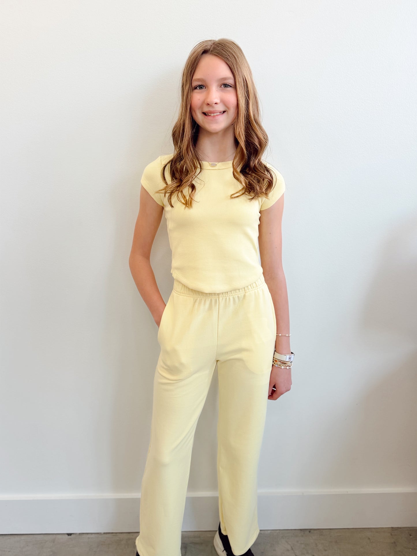 Lemon Drop Rib Cap Sleeve Top