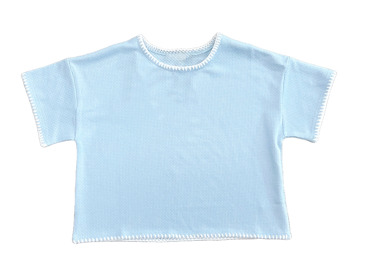 Textured Knit Contrast Stitched Tee