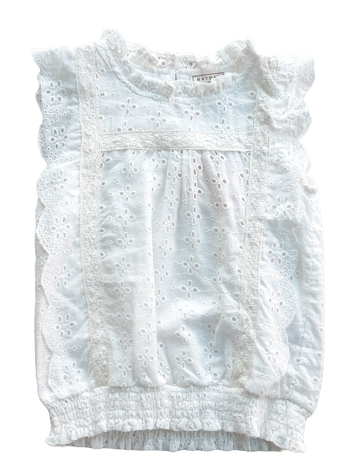 Girls Eyelet Ruffled Sleeveless Top