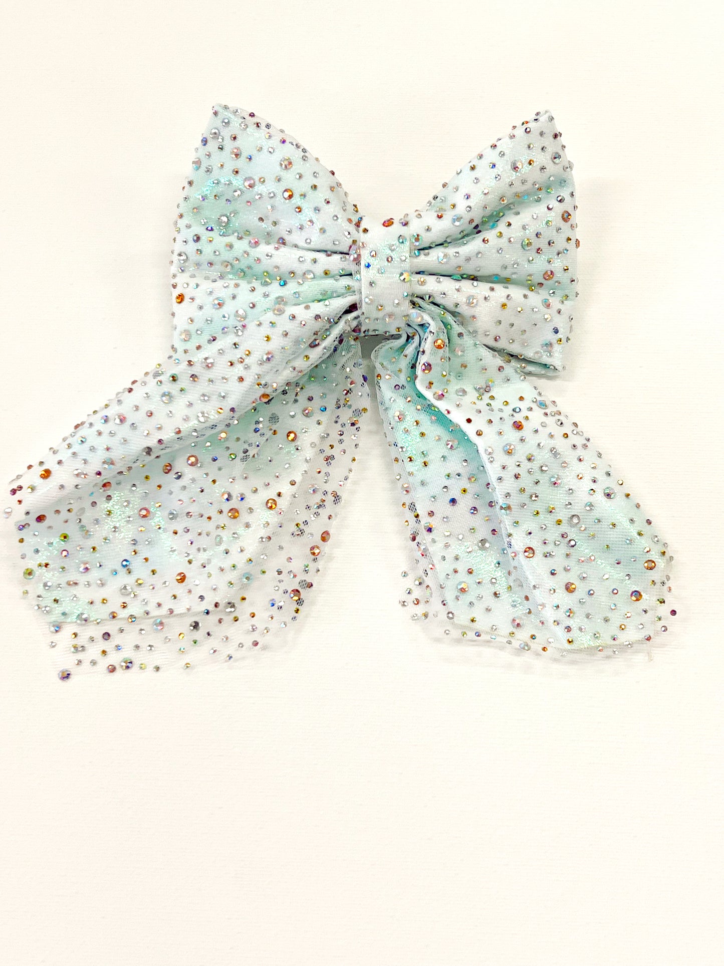 Jeweled Tulle Bow Tail Clip