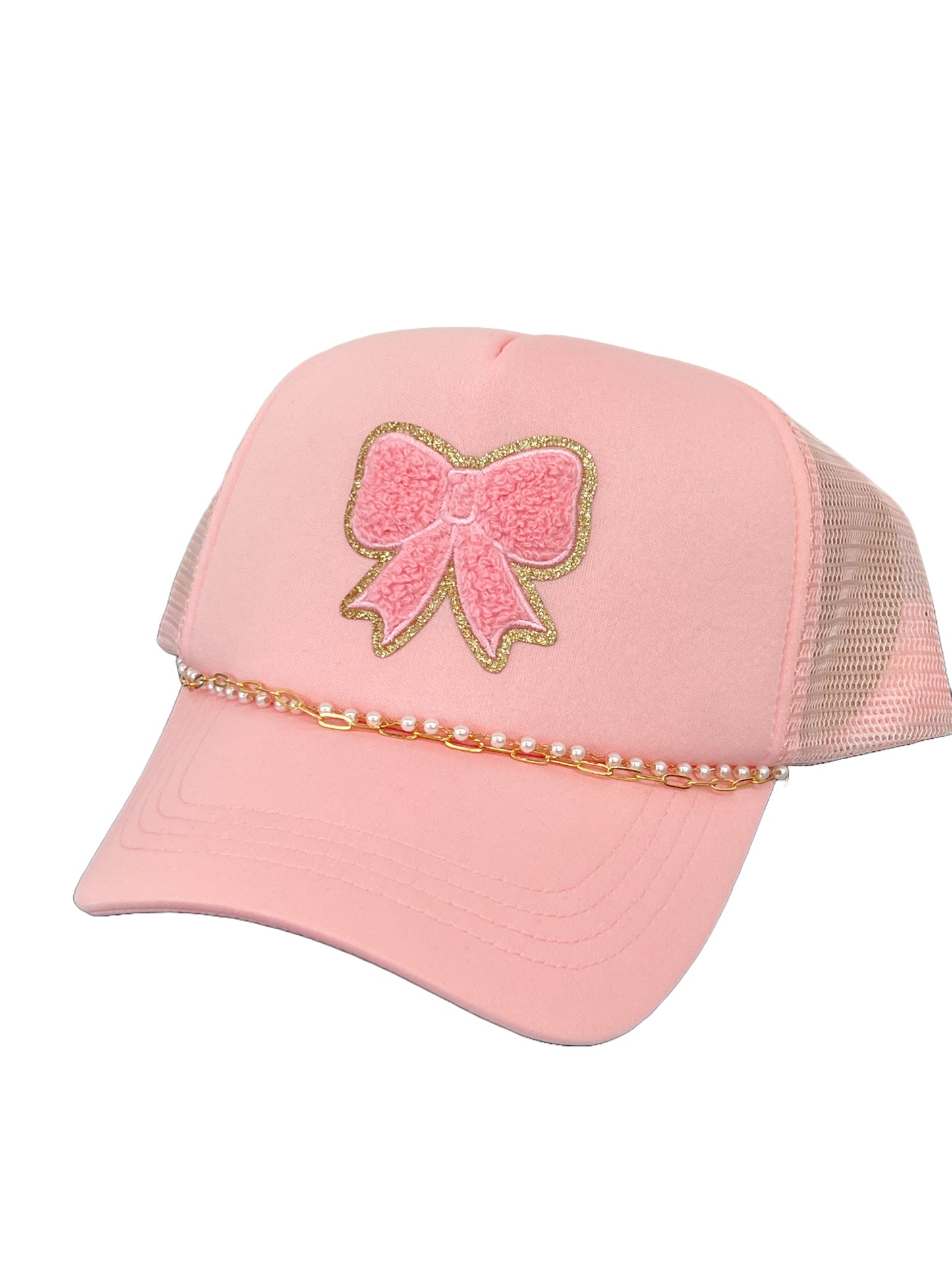 Ribbon & Pearl Chain Trucker Hat