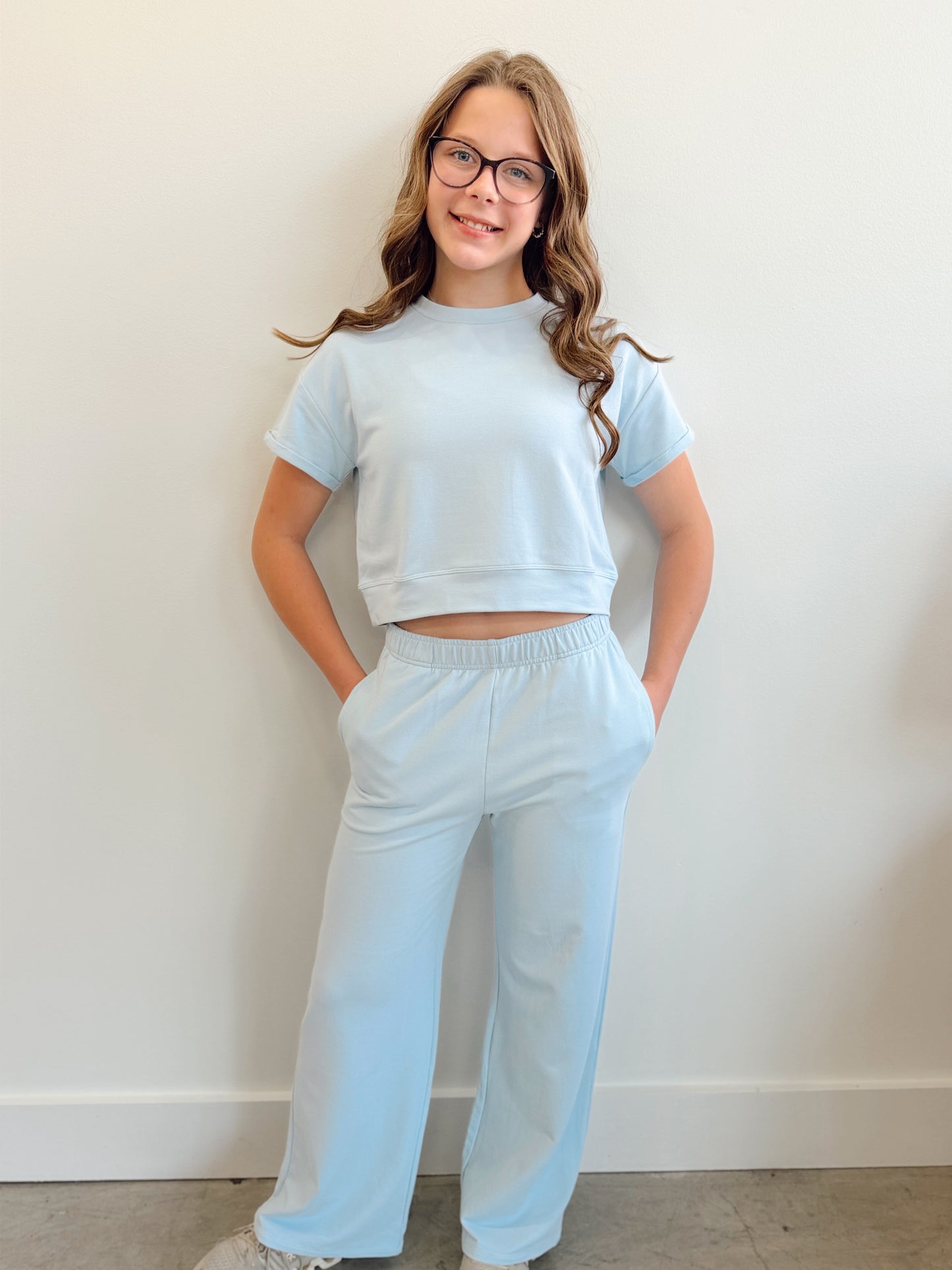 French Terry Rollup Sleeve Top