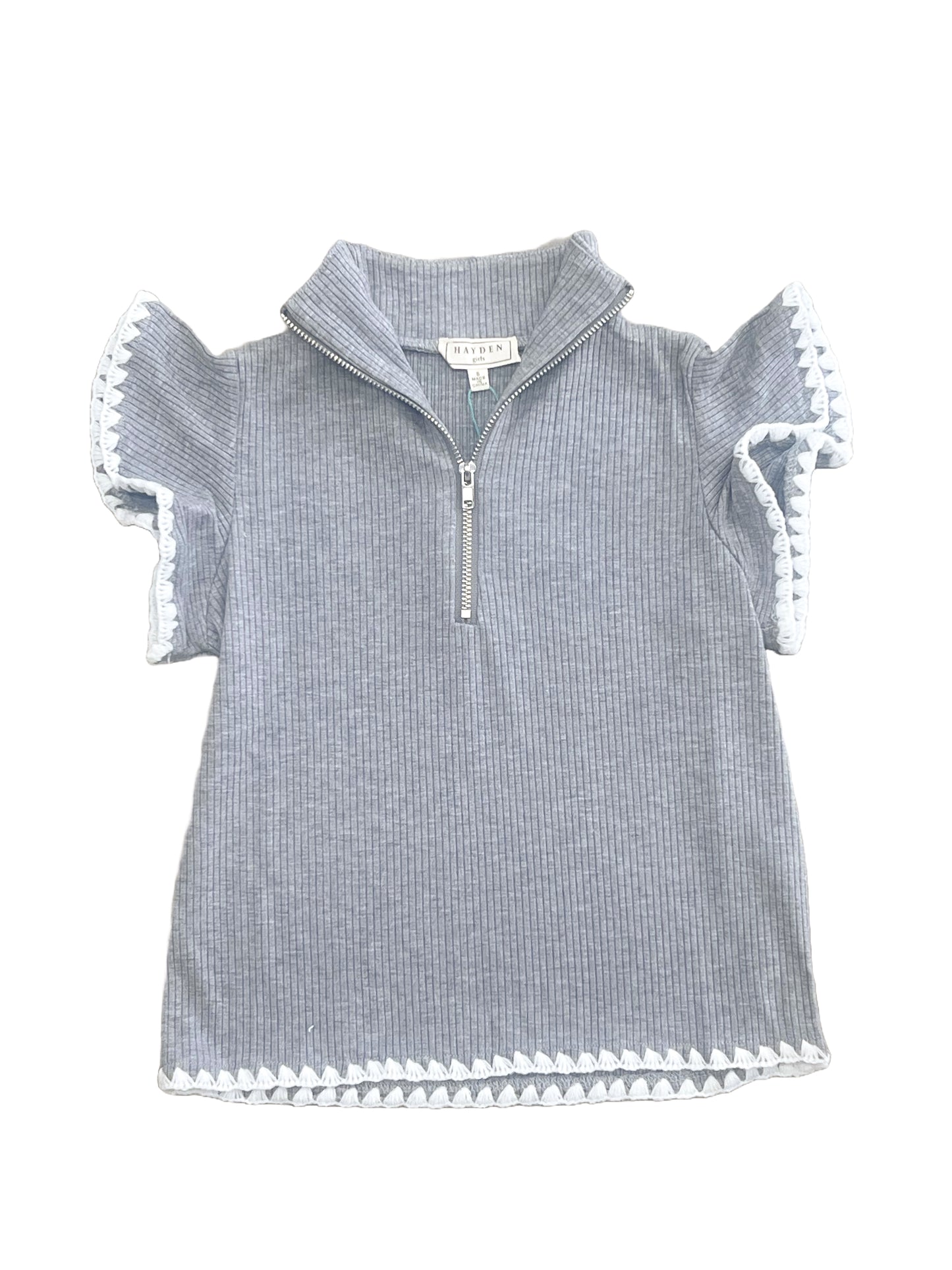 Half Zip Ribbed Knit Top