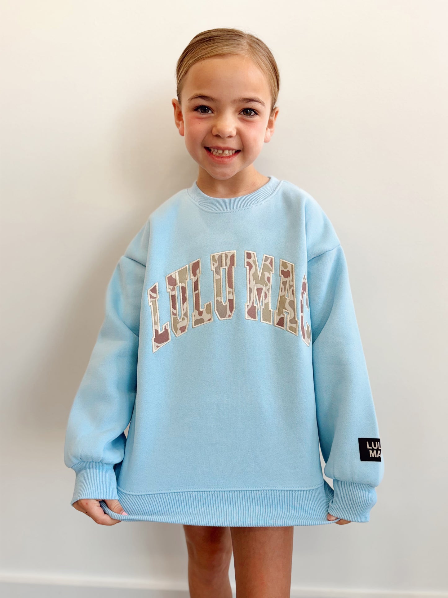 Girls Lulu Mac Light Blue Camo Sweatshirt