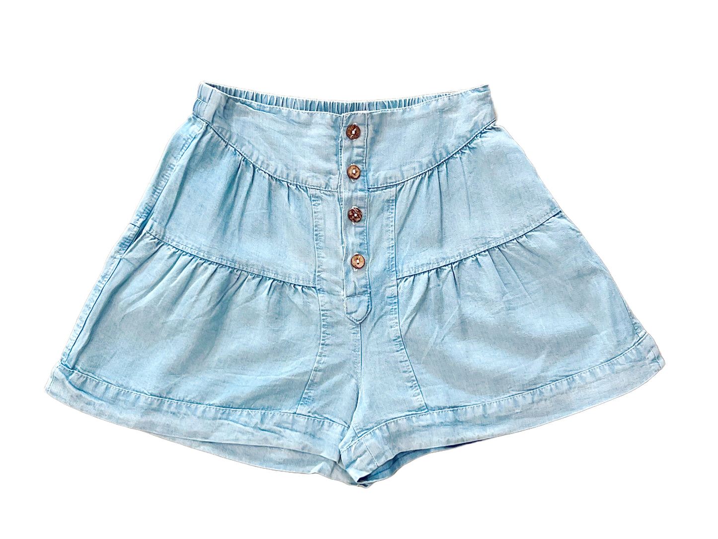 Button Tiered Wide Leg Shorts