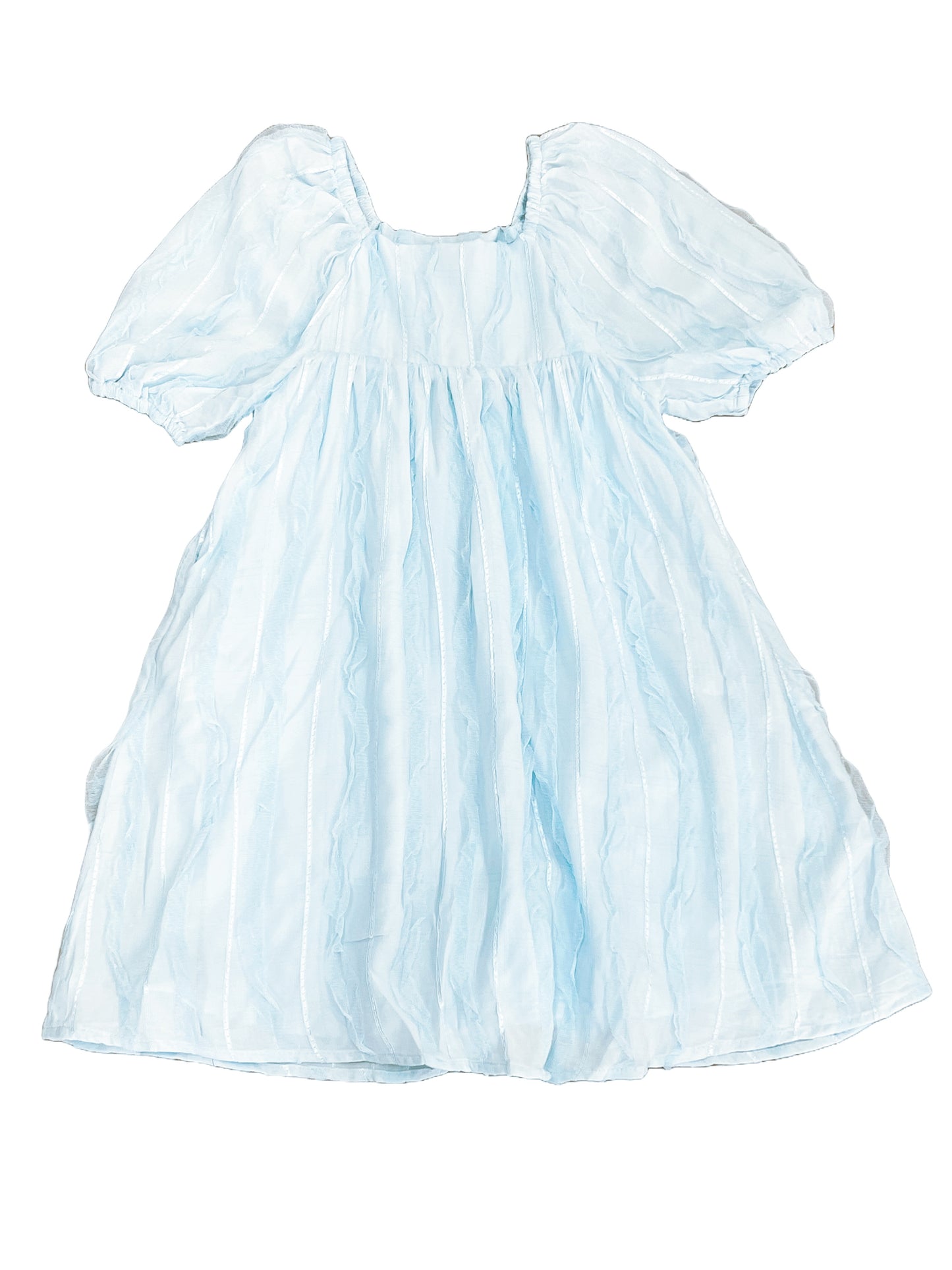 Ruffle Mesh Square Neck Dress