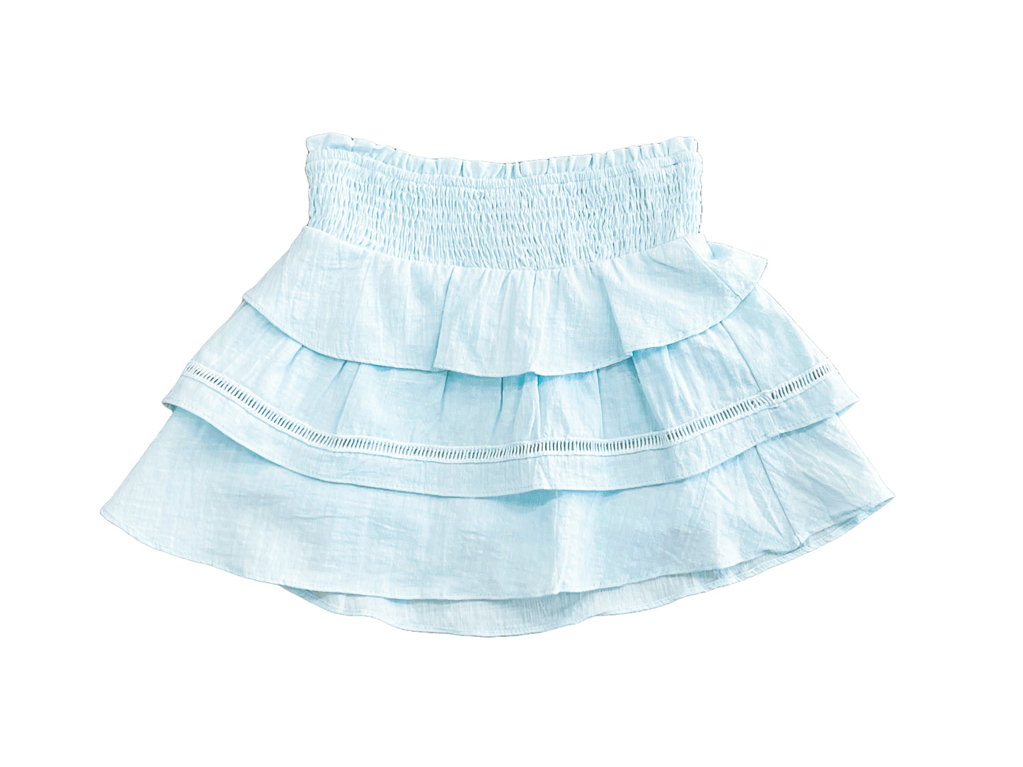 Crochet Trimmed Smocked Layered Skirt