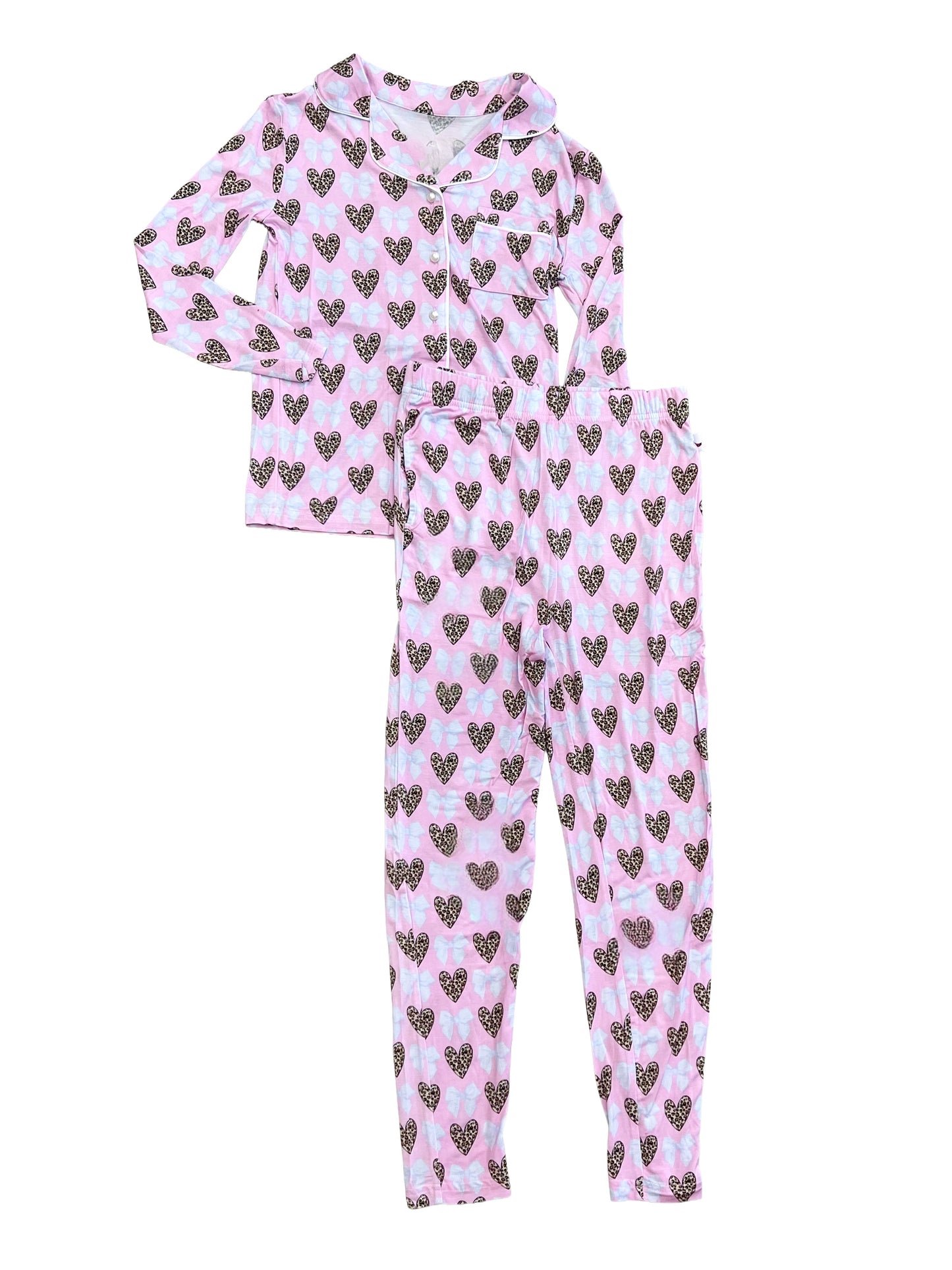 Hearts & Bows Jersey Pajama Set