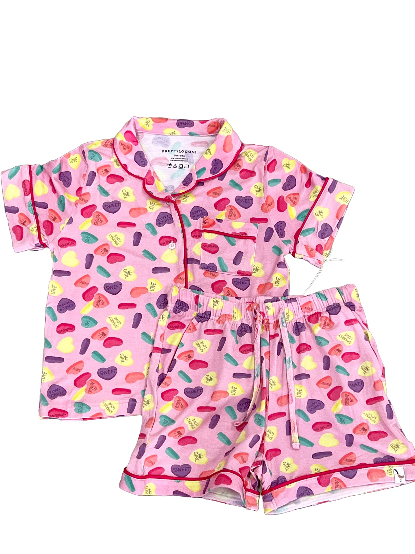 Girls Candy Hearts Short Pajama Set