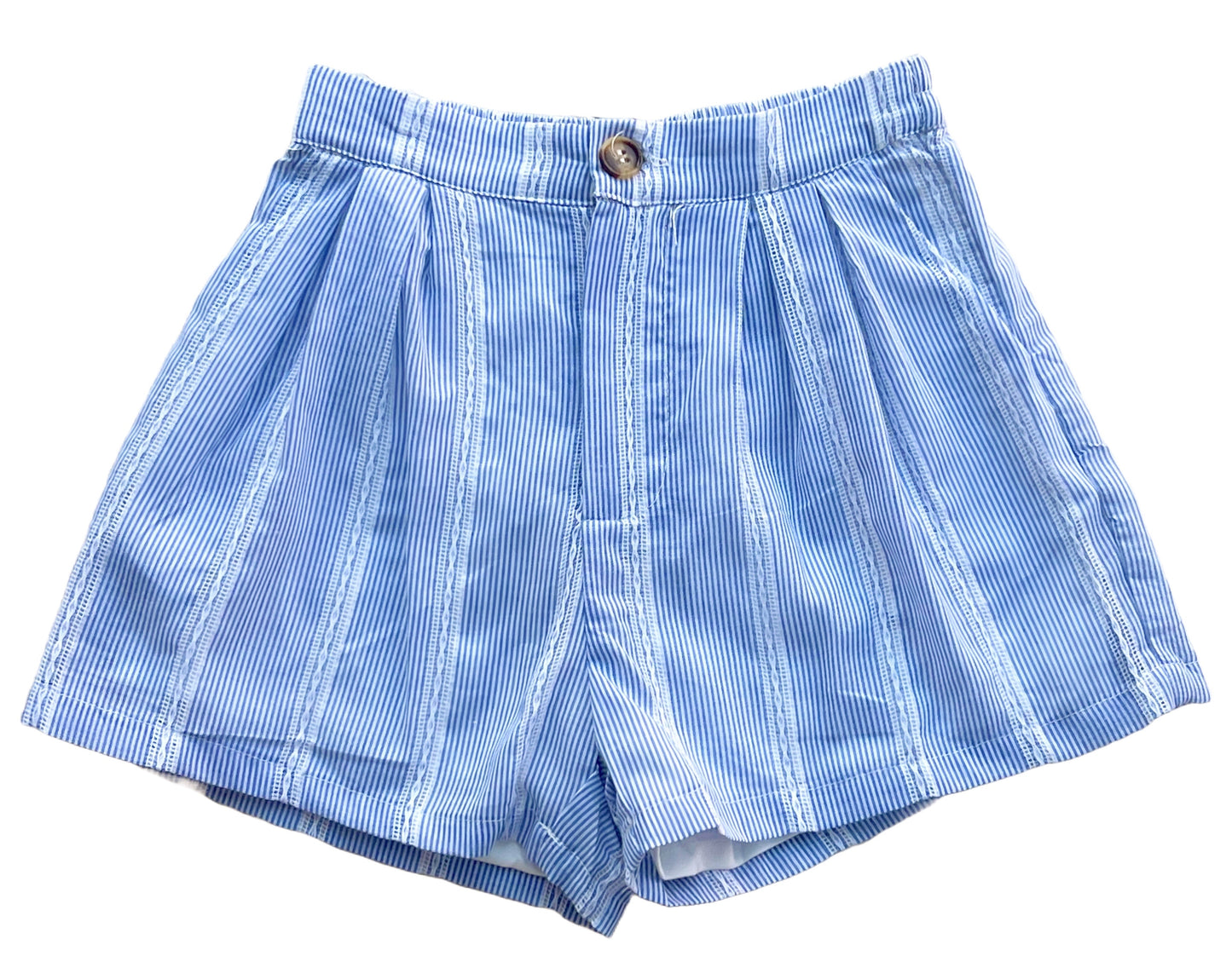 Eyelet Lace Striped Buttoned Shorts