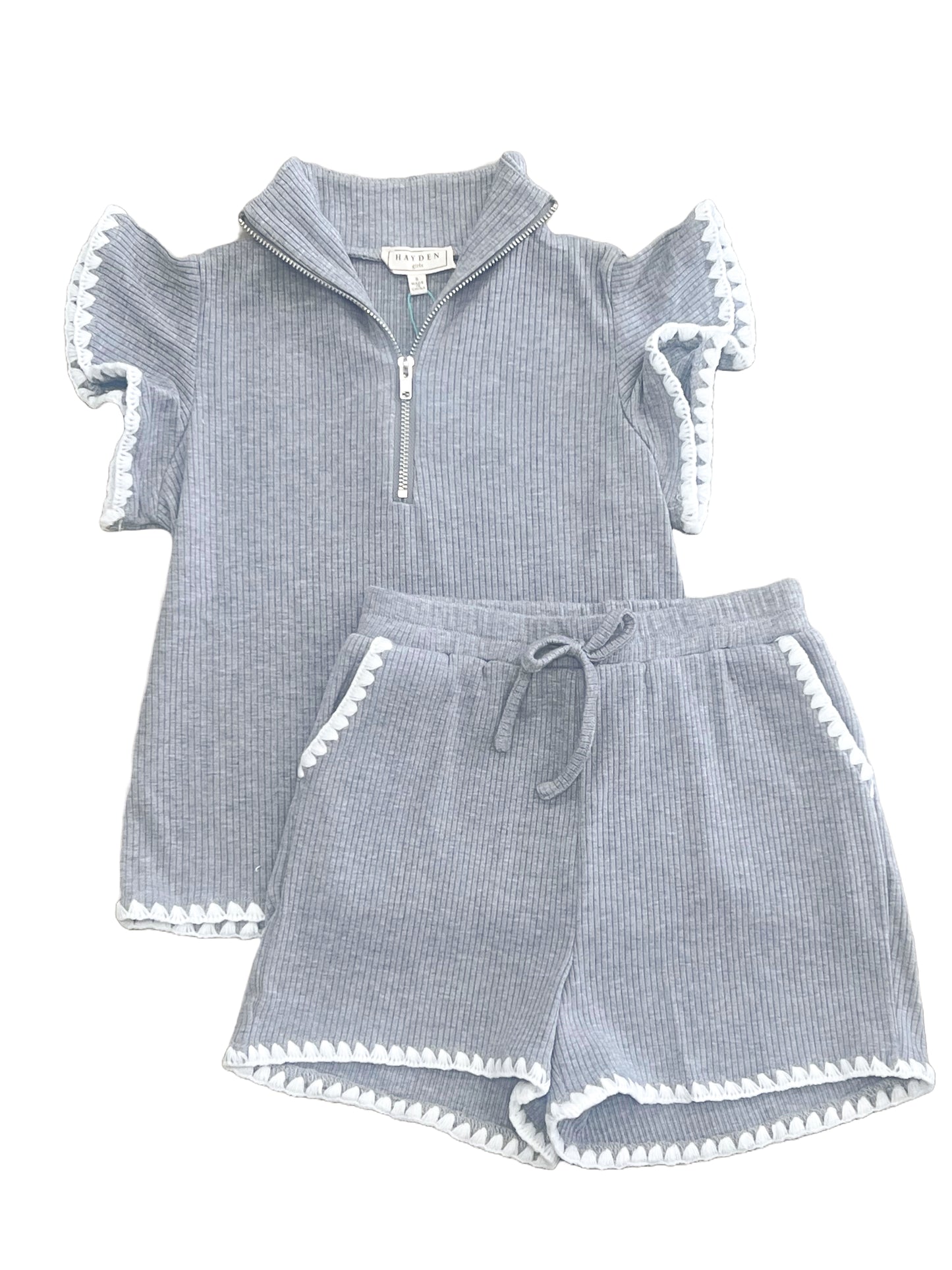 Half Zip Ribbed Knit Top
