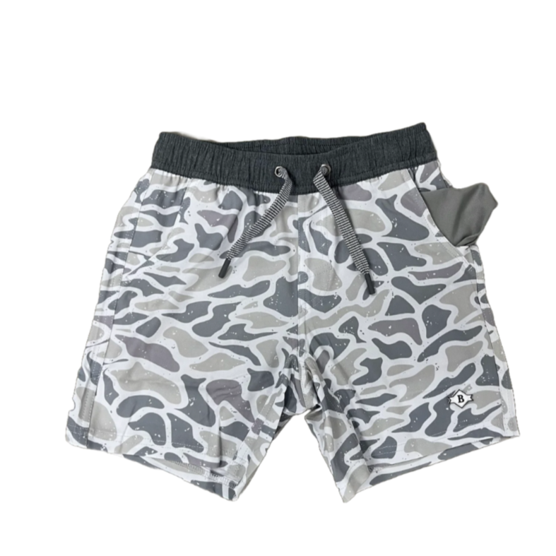 Youth White Camo Athletic Shorts
