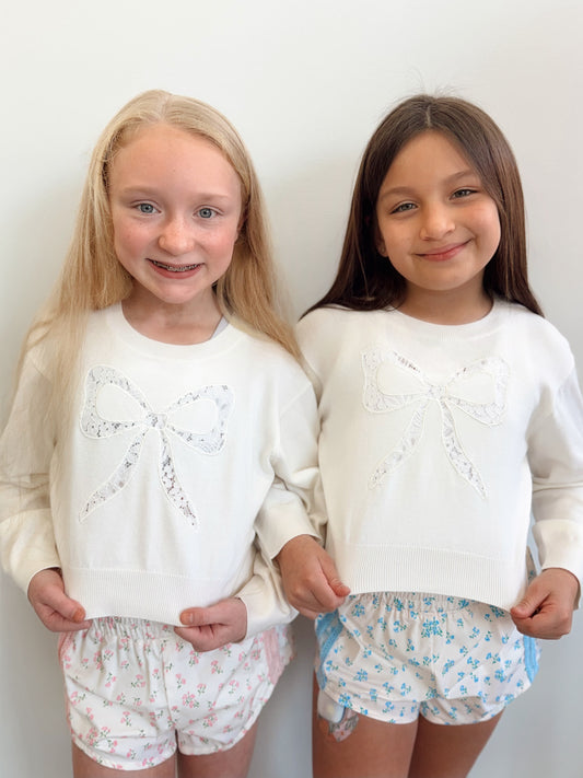 Bow Lace Cropped Sweater