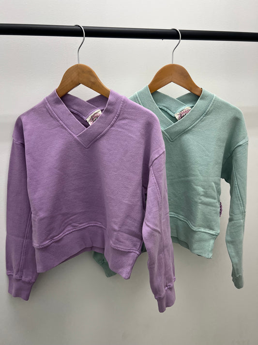 Double V Neck Sweat Top