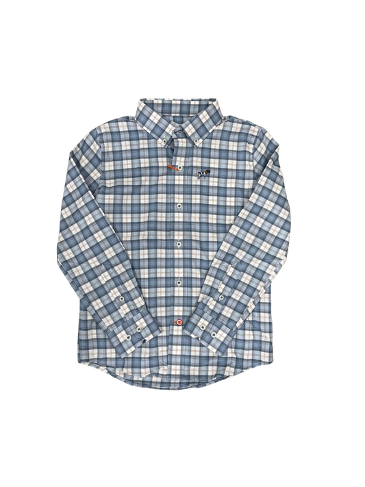 LS Hadley Luxe Polo Shirt- Shellfield LG Plaid Blue