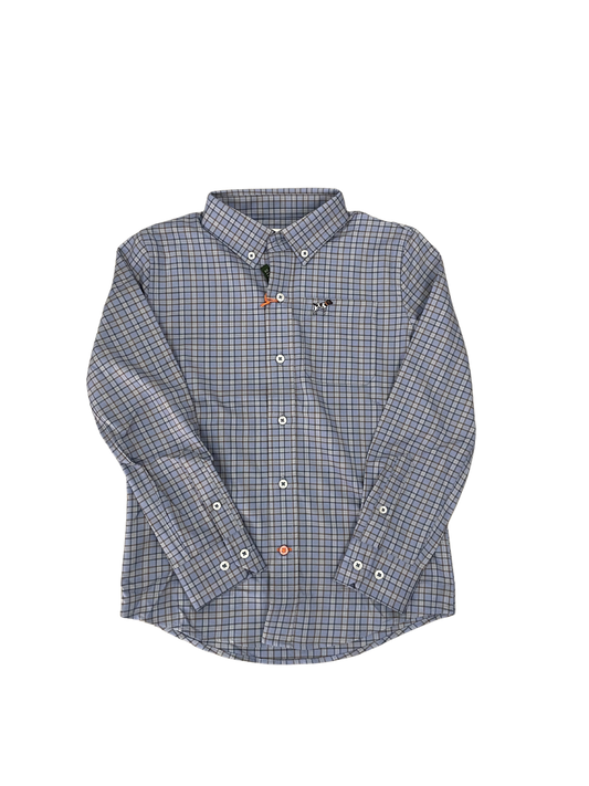 LS Hadley Stretch Polo Shirt- Morton SM Plaid Blue