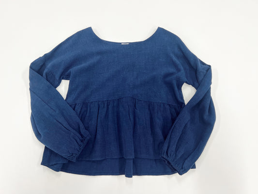 Linen LS Blouse- Navy