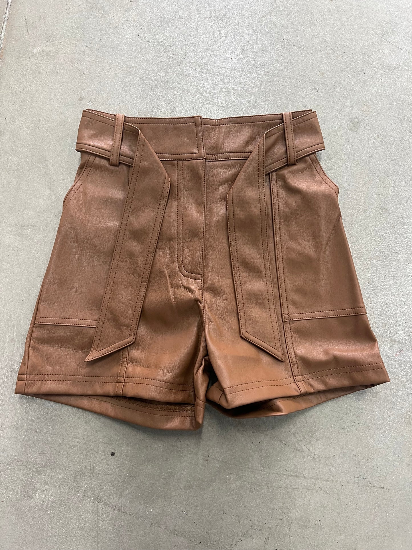 Pleather Belted Shorts