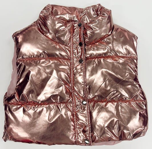 Metallic Cropped Puffer Vest