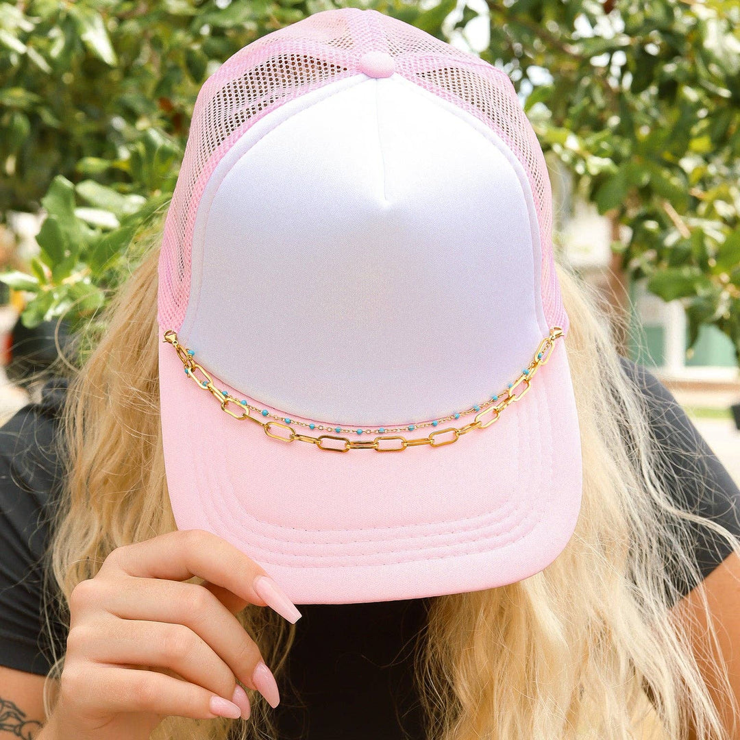 Trucker Hat Chain: Paperclip and Satellite Layered Chain Set
