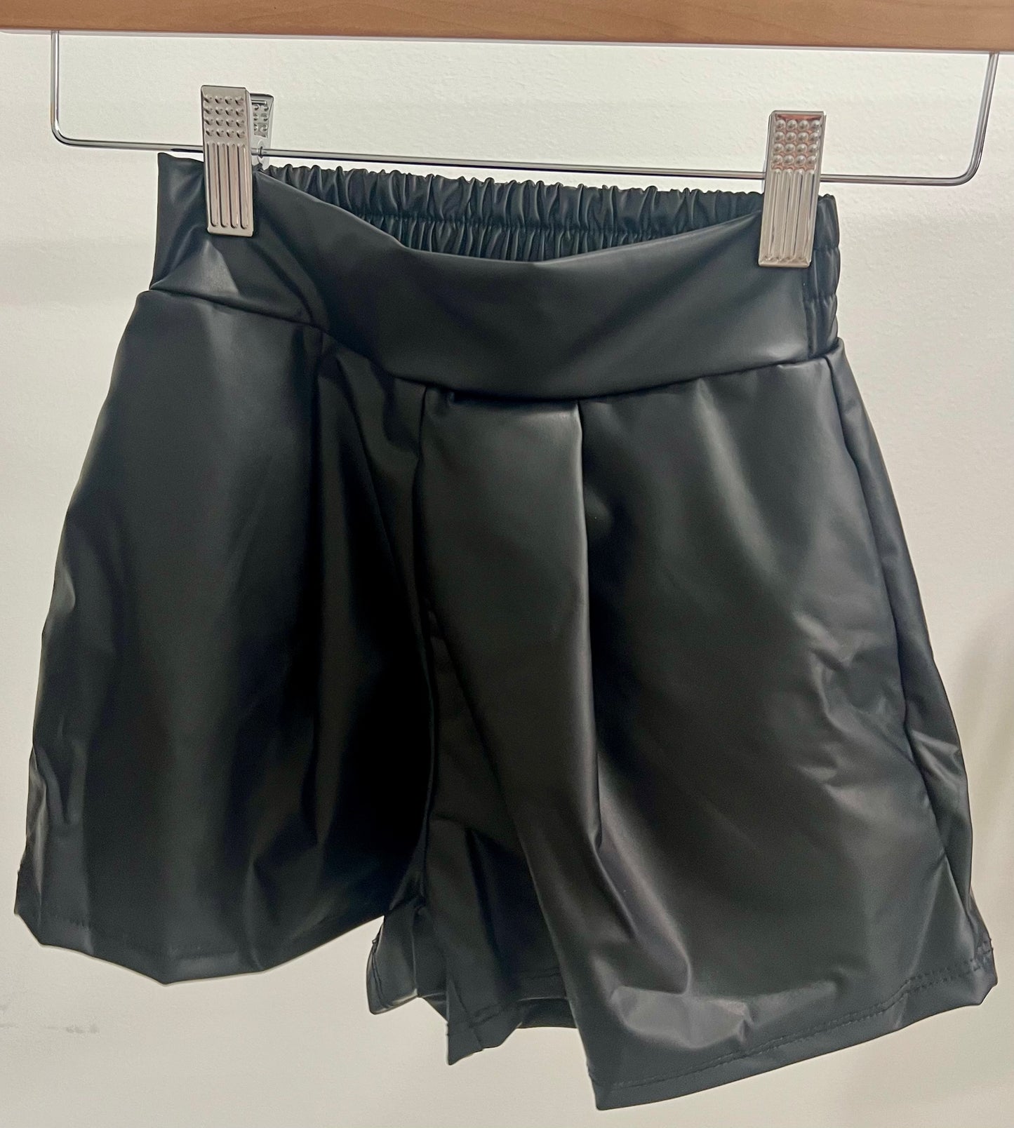 Faux Leather Pleated Shorts