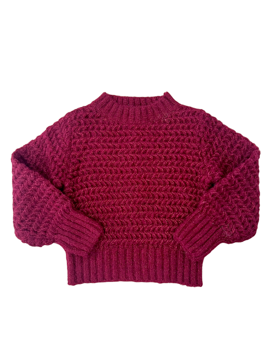 Girls Knitted Sweater - Dark Red