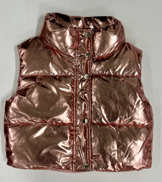 Metallic Cropped Puffer Vest