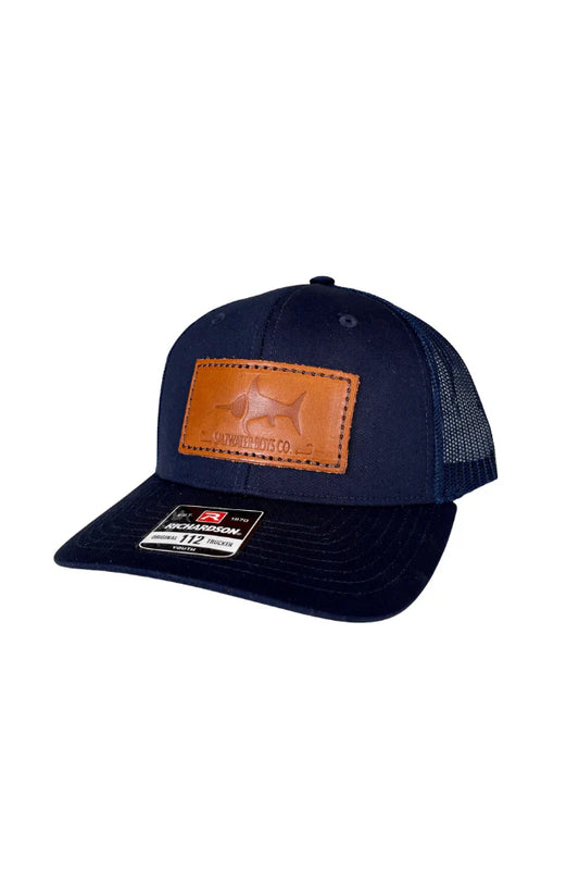 Leather Logo Hat- Navy