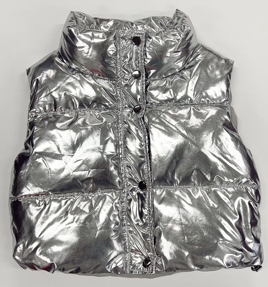 Metallic Cropped Puffer Vest