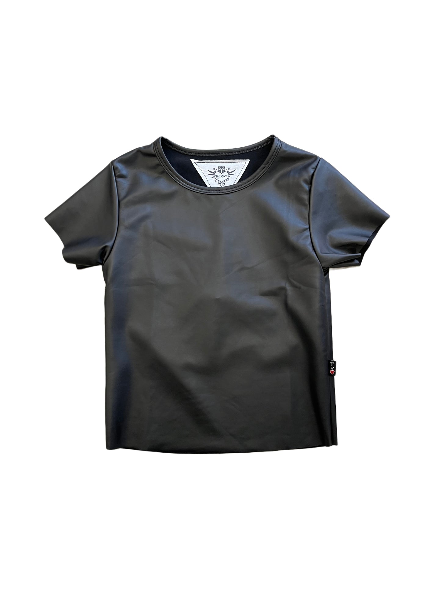 Short Sleeve Pleather Tee