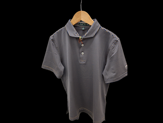 Hillside Stripe Polo- Midnight/Brown