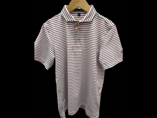 Stadium Stripe Polo- Crimson/White