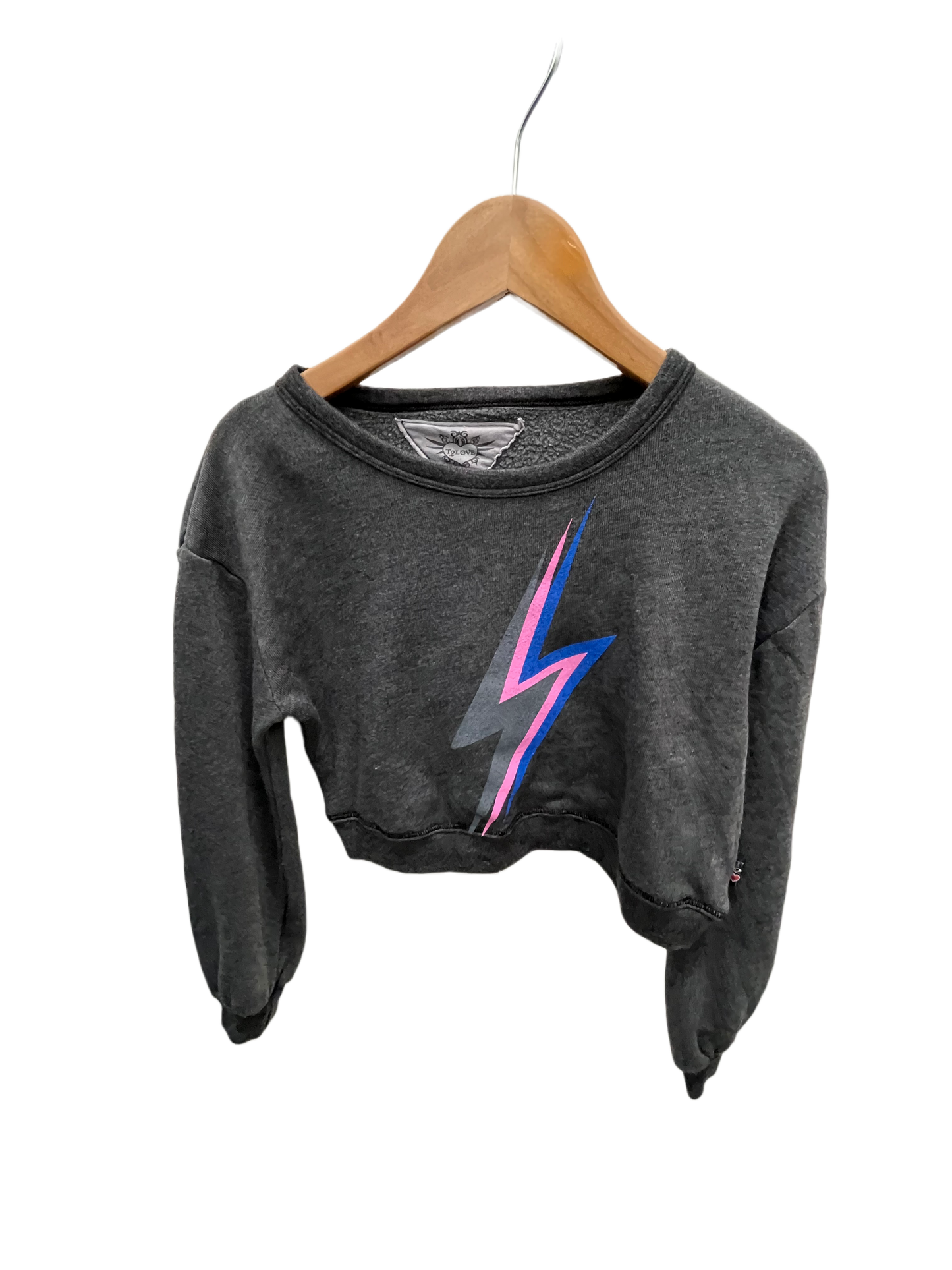 LS Crop Lightning Bolt Crew Shirt