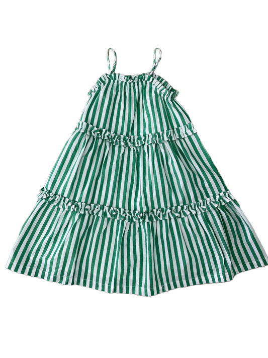 Green Stripe Ruffle Dress