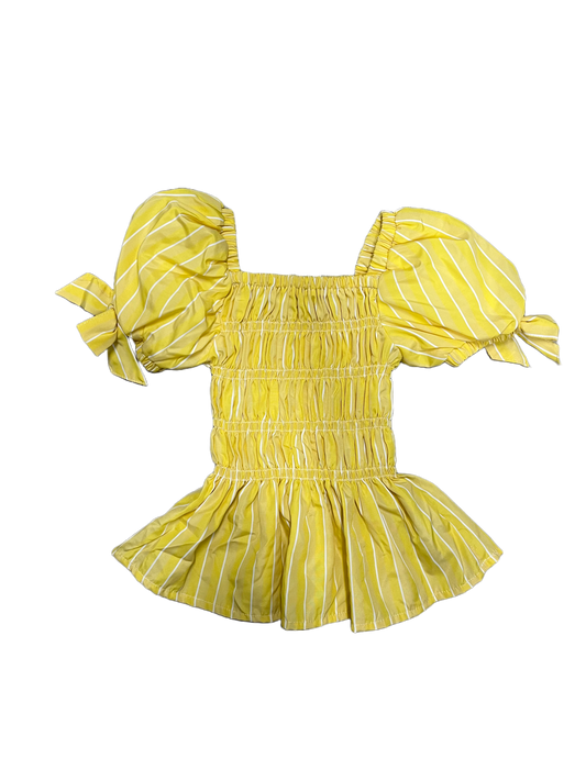 Yellow Stripe Smocked Top