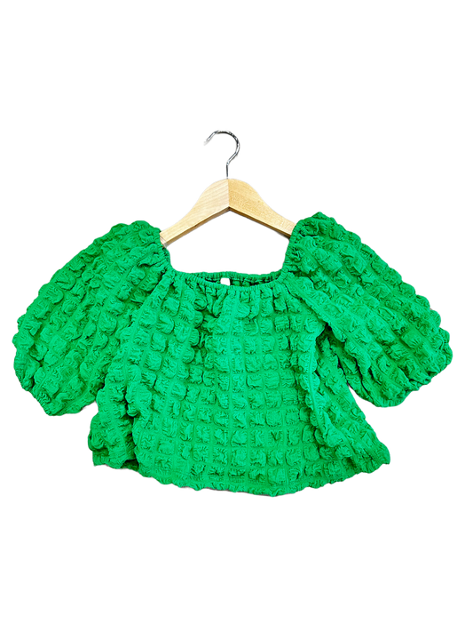 Kelly Green Embossed Sleeve Top