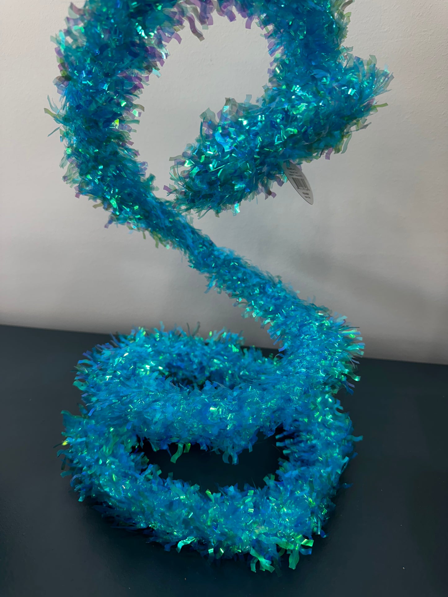 Iridescent Tinsel Garland 6'- Turquoise