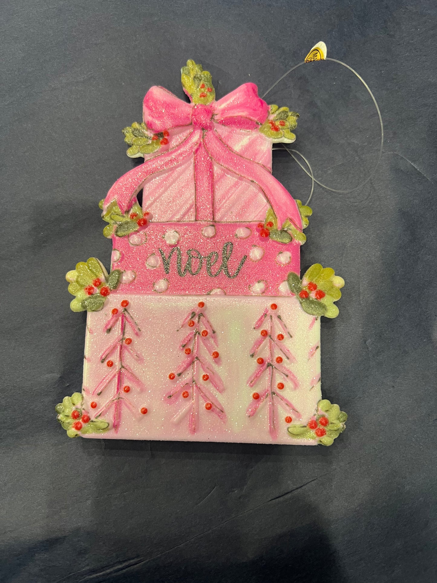 6 "Pink Present Stack Ornament